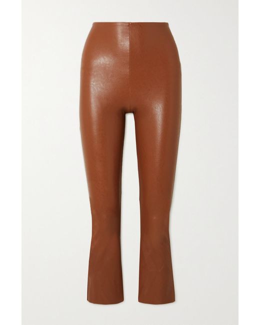 Commando Cropped Faux Stretch-leather Flared Pants in Brown