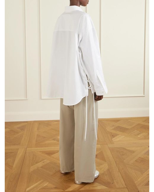 Balenciaga White Lace-Up Cotton-Poplin Shirt