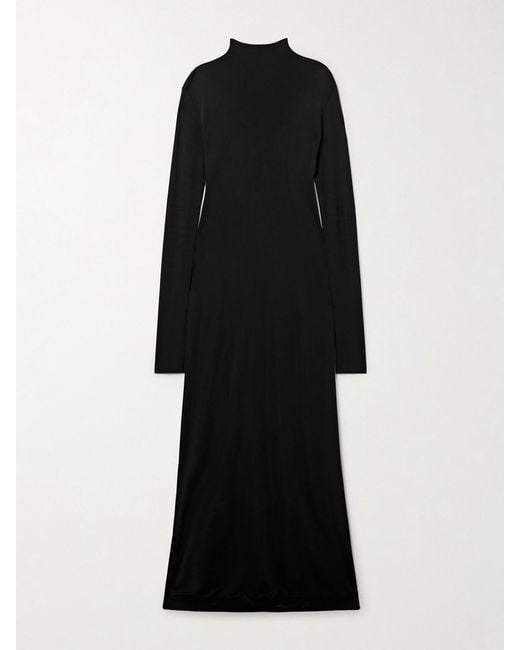 Khaite Black Norla Jersey Turtleneck Gown