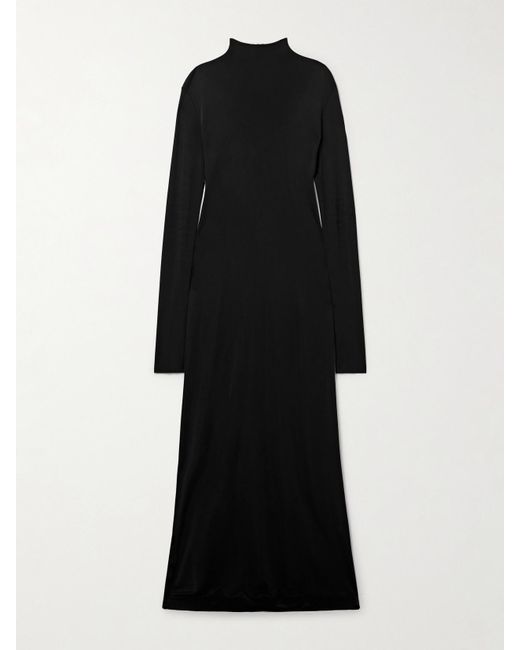 Khaite Black Norla Jersey Turtleneck Gown