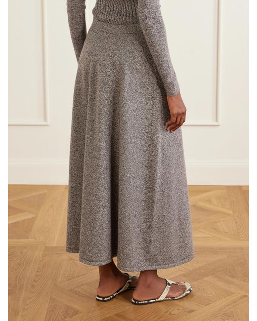 The Elder Statesman Gray Knotted Marl Knitted Cashmere Midi Skirt