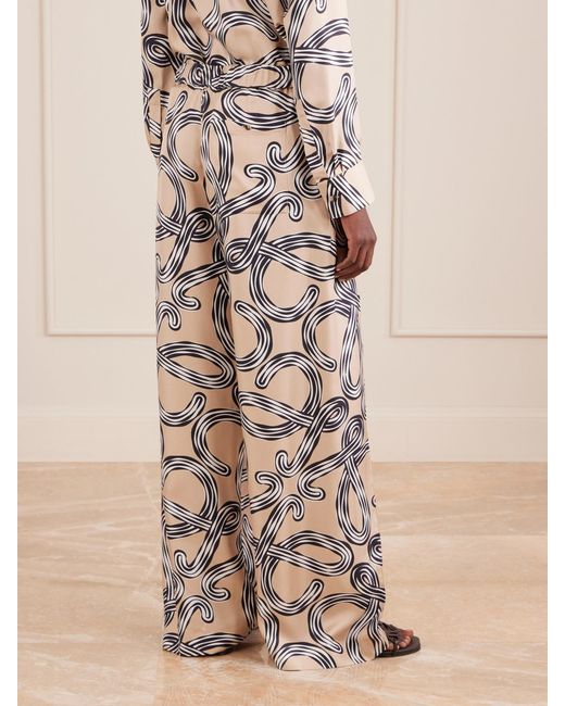 Loewe White Paula's Ibiza Printed Mid-Rise Straight-Leg Silk Pants