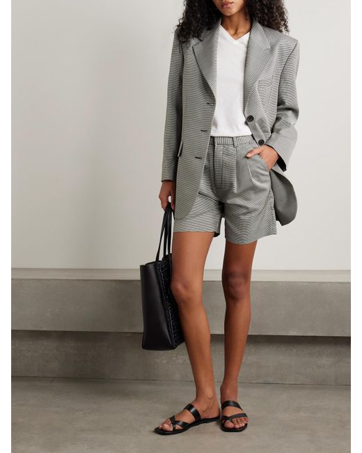Anine Bing Gray Sara Houndstooth Wool-Blend Blazer