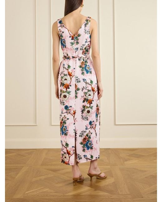 Borgo De Nor White Jules Floral-Print Cotton-Blend Cloqué Midi Dress