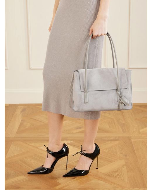 Tom Ford Gray Suede Shoulder Bag