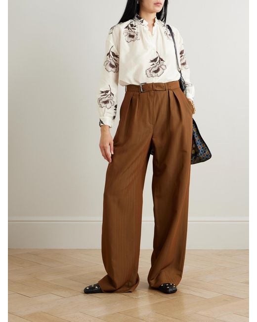 Alix Of Bohemia Natural Kiki Obsidian Poppy Floral-Print Cotton And Silk-Blend Shirt