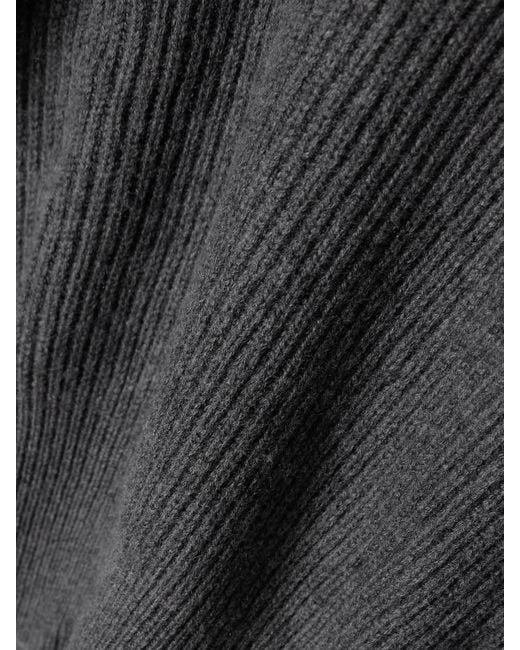 Joseph Gray Ribbed Wool, Silk And Cashmere-Blend Polo Sweater