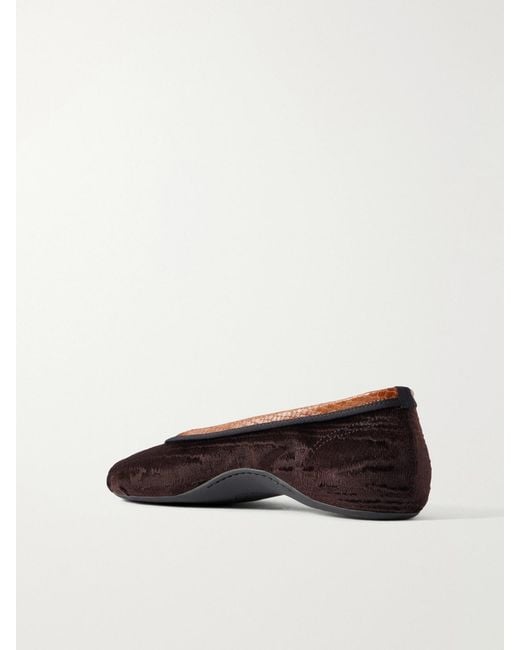 Dries Van Noten White Leather-Trimmed Velvet Ballet Flats