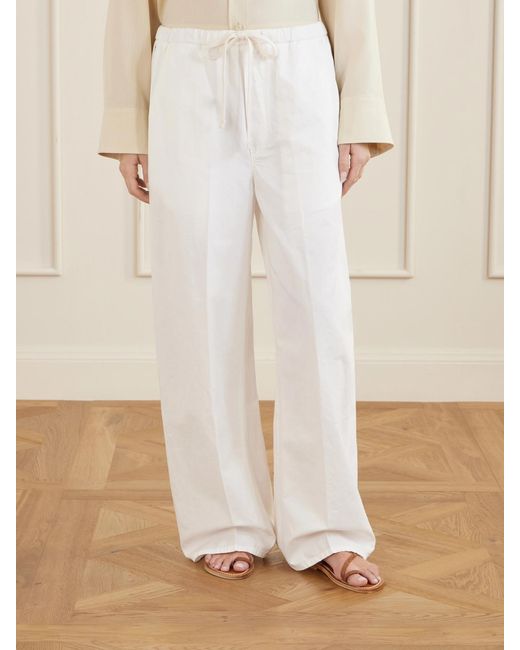 Citizens of Humanity White Aurora Cotton And Linen-Blend Wide-Leg Pants