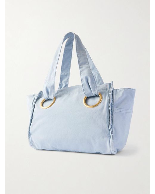 Chloé Blue Plage Printed Cotton-Canvas Tote