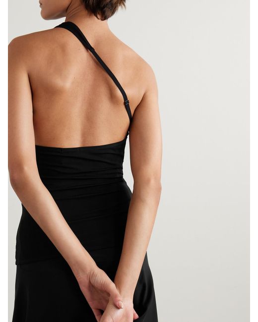 Courreges Black Asymmetric Cutout Stretch-Crepe Tank