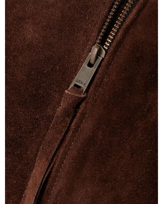Arma Brown Elettra Cropped Suede Bomber Jacket