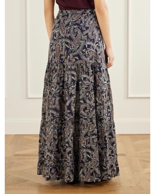 Veronica Beard Multicolor Heatheralyn Gathered Paisley-Print Cotton Maxi Skirt
