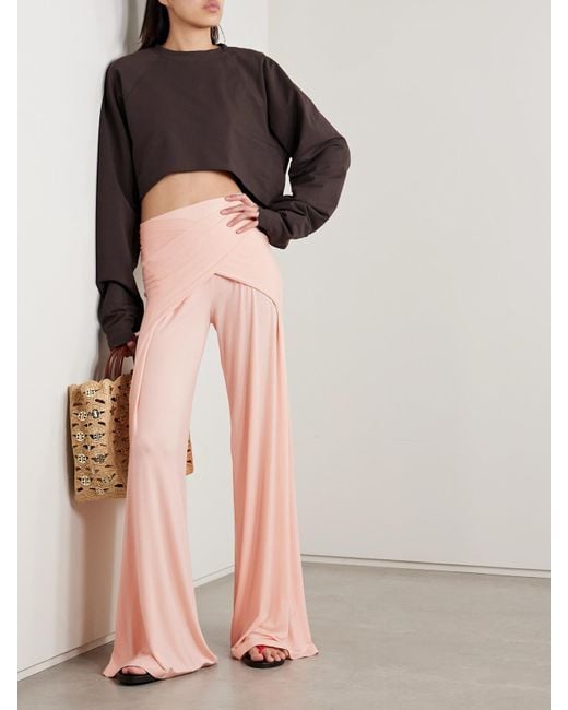 Pantalon Large Effet Portefeuille En Jersey Stretch À Superposition Elephant Norma Kamali en coloris Pink