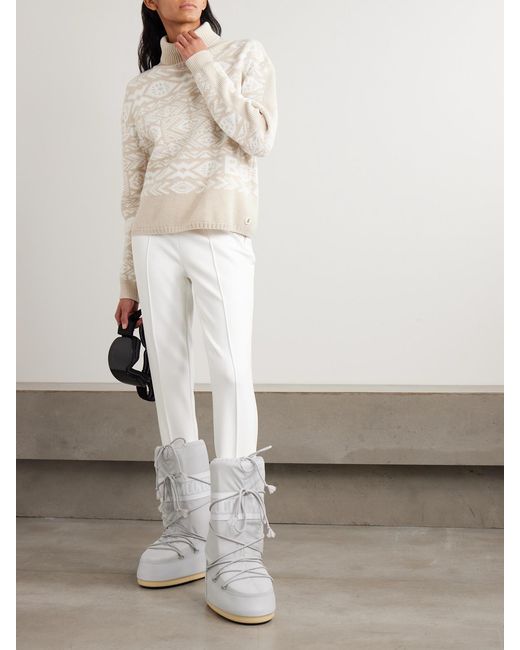 Bogner Natural Nadin Fair Isle Appliquéd Wool-Jacquard Turtleneck Sweater