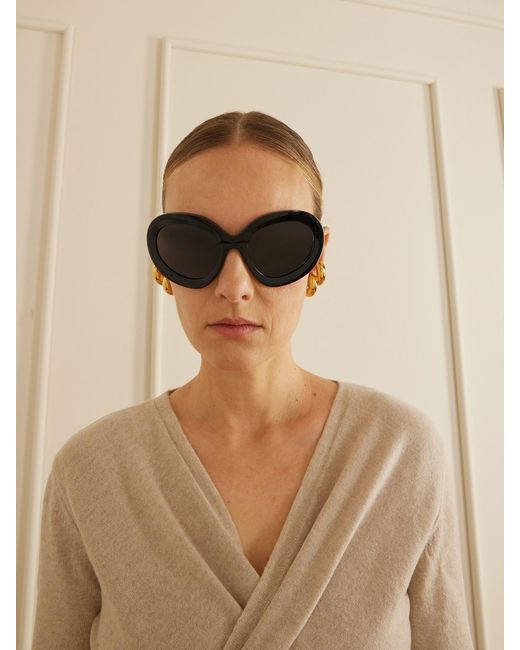 Alaïa Black Round-Frame Acetate Sunglasses