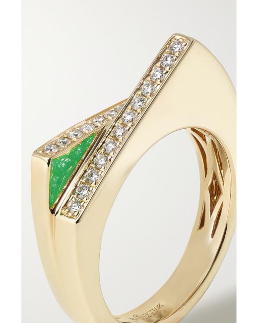 Rainbow K Metallic Handcuff 14-Karat, Diamond And Enamel Ring