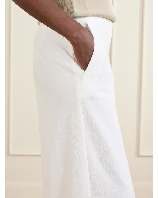 Max Mara White Cotton-Piqué Wide-Leg Pants