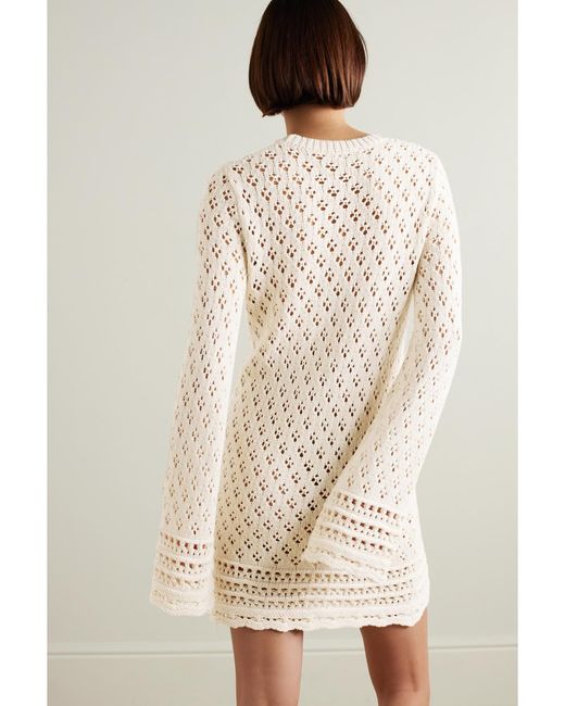 FRAME Natural Net Sustain Crocheted Organic Cotton And Silk-Blend Mini Dress