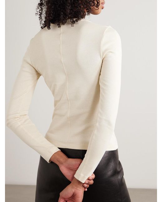 Flore Flore Natural Jess Ribbed Organic Cotton-Jersey Henley Top