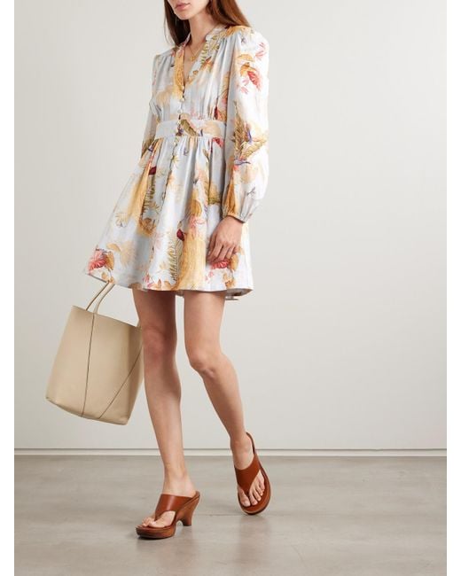 Mini-Robe En Lin À Imprimé Fleuri Ascension Zimmermann en coloris White