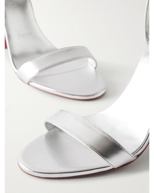 Christian Louboutin White Miss Z 100 Sandalen Aus Metallic-Leder
