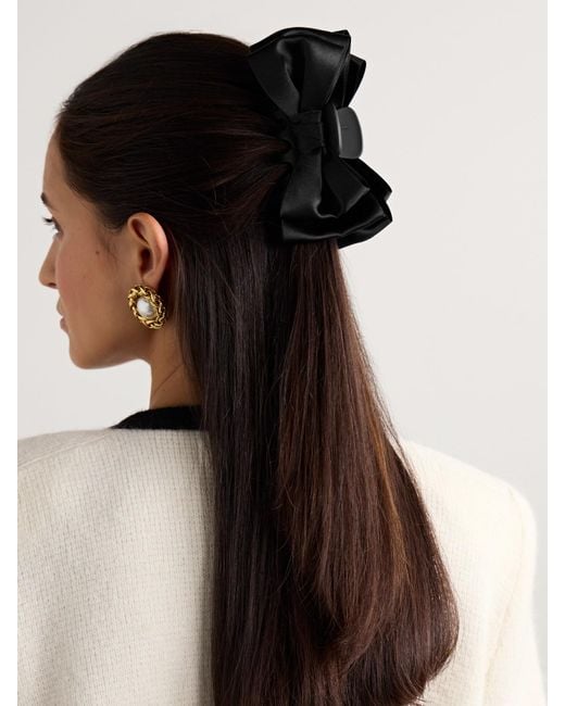 Jennifer Behr Black Agatha Satin Hair Clip