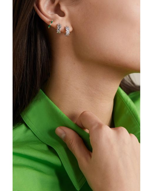 Suzanne Kalan White Shimmer 18-Karat Diamond Hoop Earrings