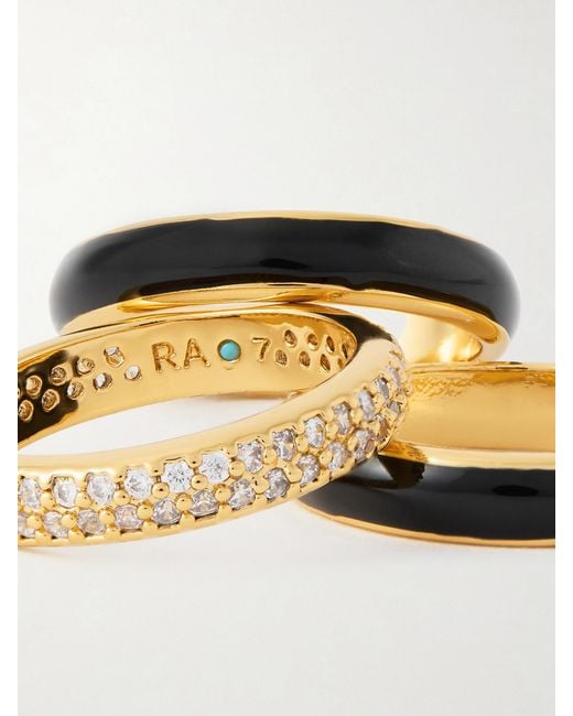 Roxanne Assoulin Gray A Touch Of Midnight Set Of Three-Tone Crystal Rings