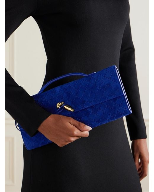 Pochette En Daim Intrecciato Long Andiamo Bottega Veneta en coloris Blue