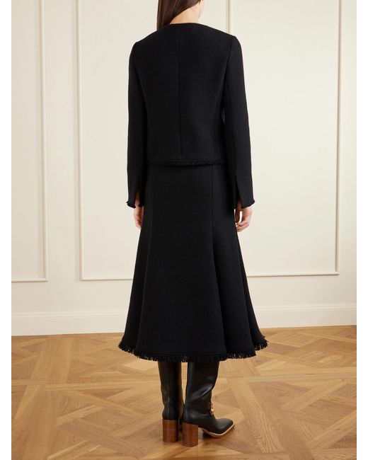 Gabriela Hearst Black Normand Frayed Wool And Cashmere-Blend Jacket