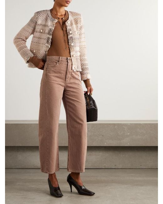 Veronica Beard Natural Sariyah Jacke Aus Bouclé-Tweed Aus Einer Baumwollmischung Mit Fransen