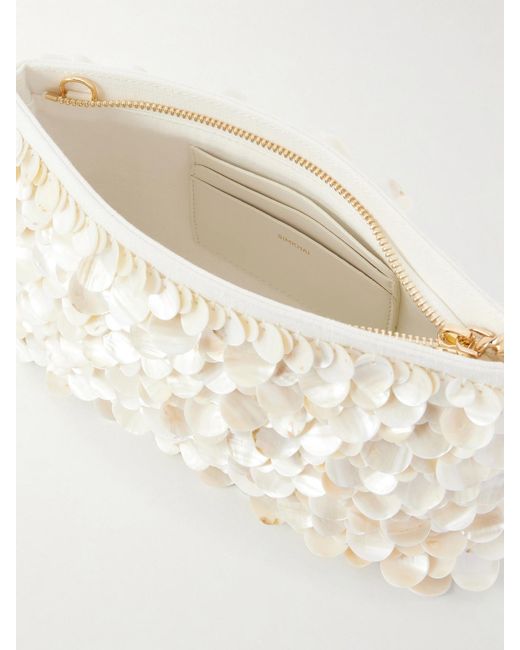 Jonathan Simkhai Natural Reese Shell Beaded Clutch