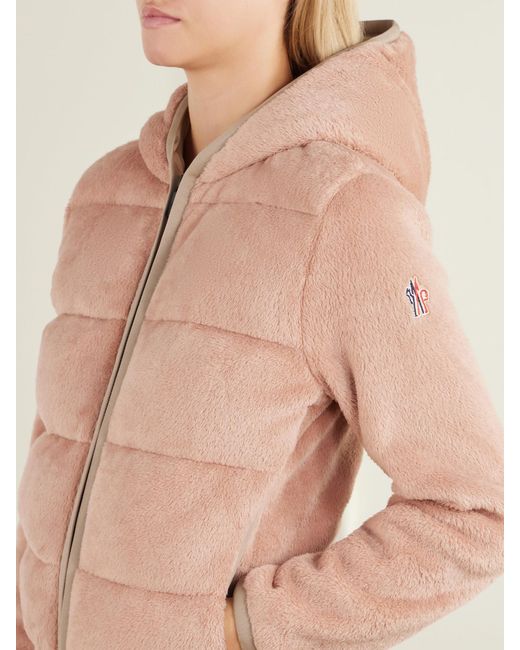 Moncler Pink Hooded Quilted Padded Plush Down Ski Jacket