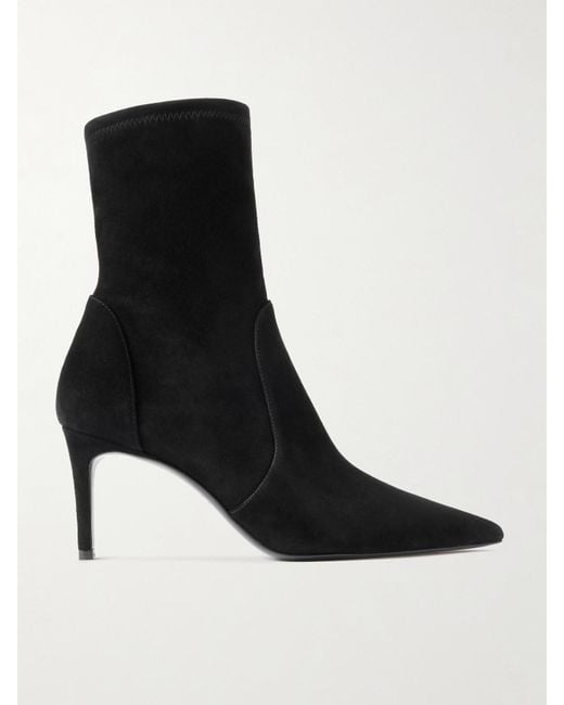 Stuart Weitzman Black Stuart Power Suede Ankle Boots