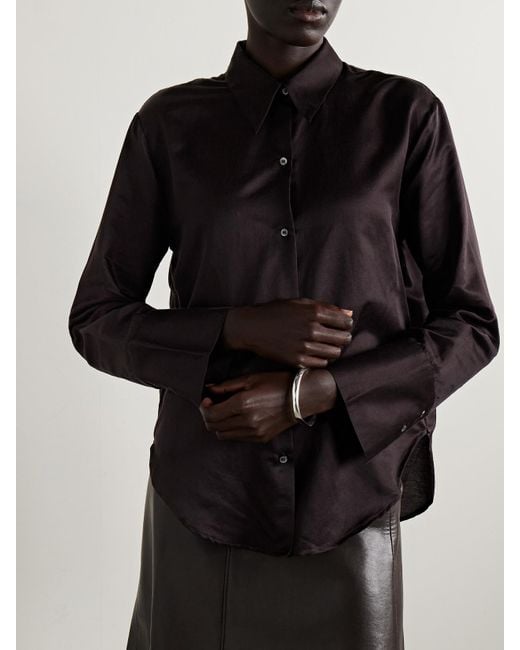 Citizens of Humanity Blue Camilla Cotton And Silk-Blend Satin Shirt