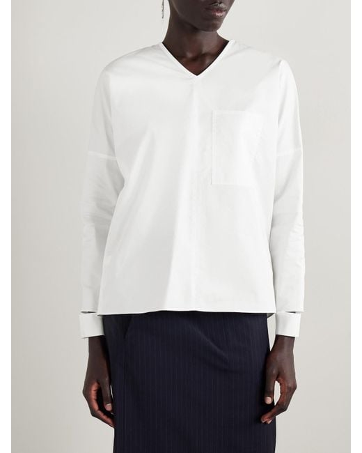 Tibi White Oversized Cutout Cotton-Poplin Shirt