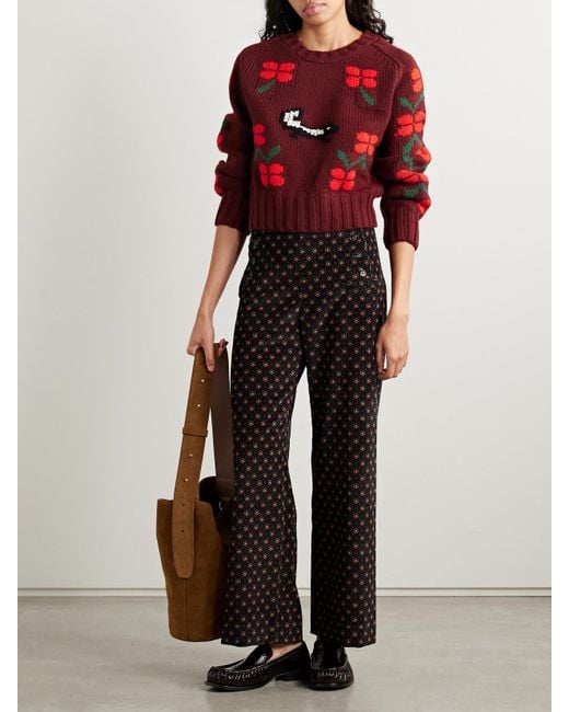 Bode Blue Mcallister Floral-Print Cotton-Corduroy Straight-Leg Pants
