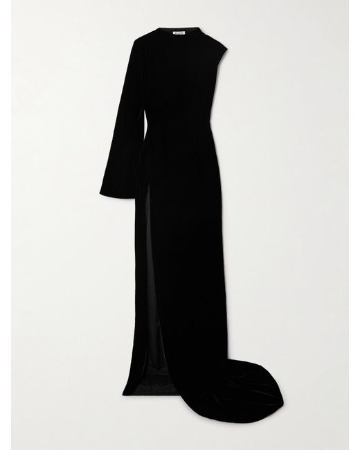 Alaïa Black One-Shoulder Cutout Velvet Gown