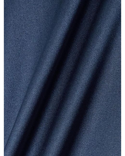 Tom Ford Blue Oversized Stretch-Silk Satin Shirt