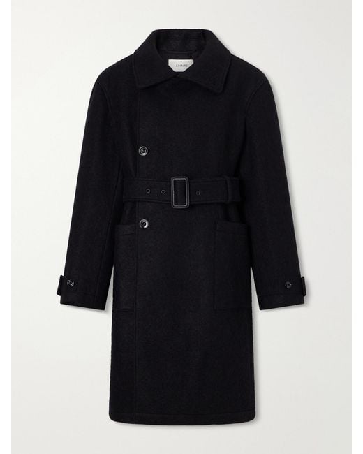 Lemaire Blue Belted Alpaca And Wool-Blend Felt Coat
