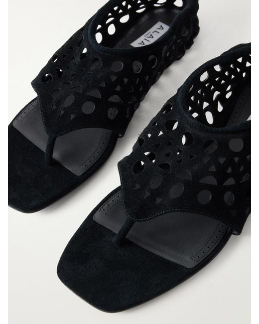 Alaïa White Neo Vienne Perforated Suede Flats