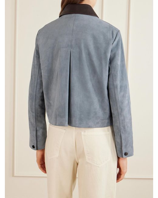 Veronica Beard Blue Walters Suede Jacket