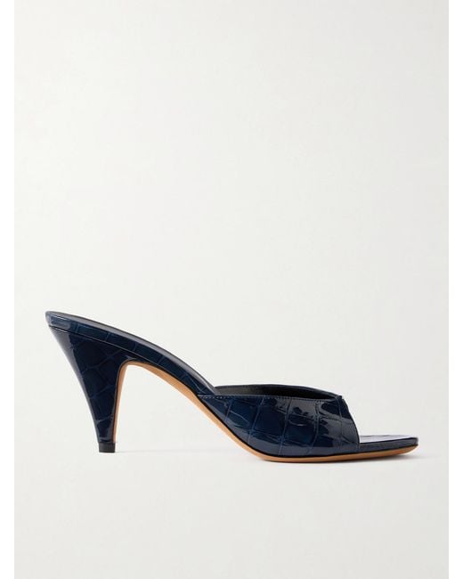 Jude Blue Haze Croc-Effect Leather Mules