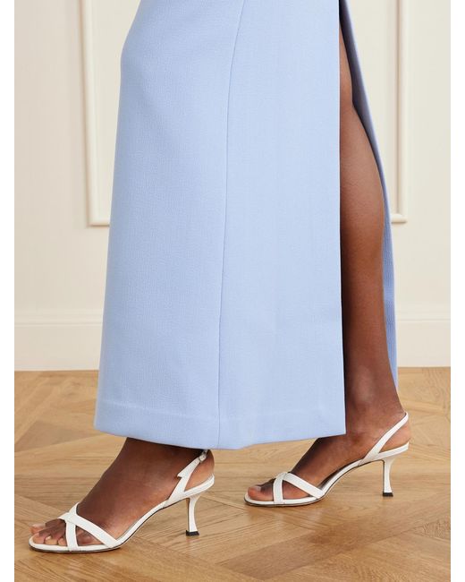 Rebecca Vallance Blue Aylin One-Shoulder Embellished Cady Maxi Dress