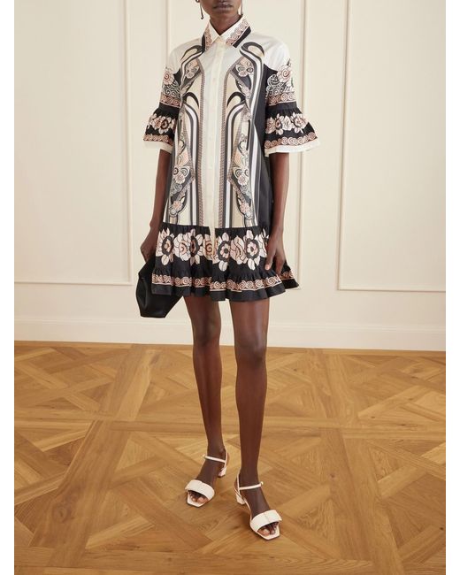 LaDoubleJ Black Choux Patterned Cotton-Poplin Mini Dress