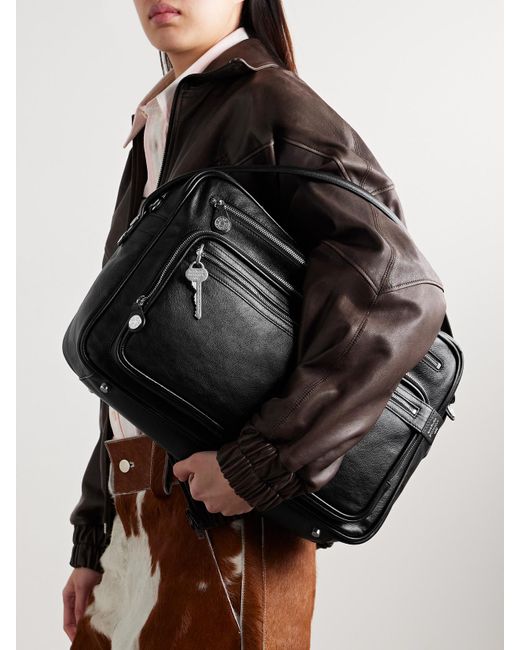 Acne Black Camerero Camera Mittelgroße Tote Aus Strukturiertem Leder Mit Verzierungen
