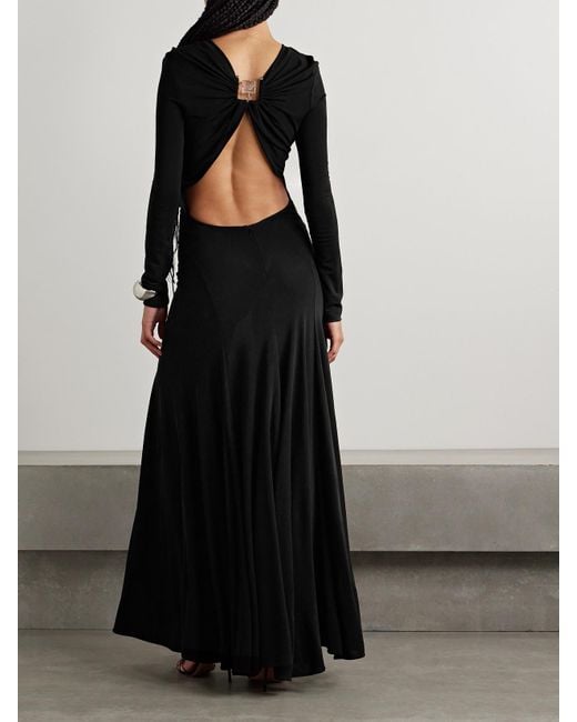 Christopher Esber Black Maico Embellished Open-Back Stretch-Jersey Gown