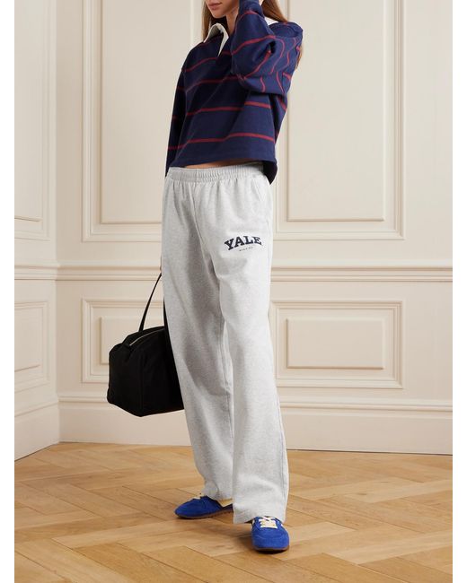 Sporty & Rich White Printed Cotton-Jersey Track Pants