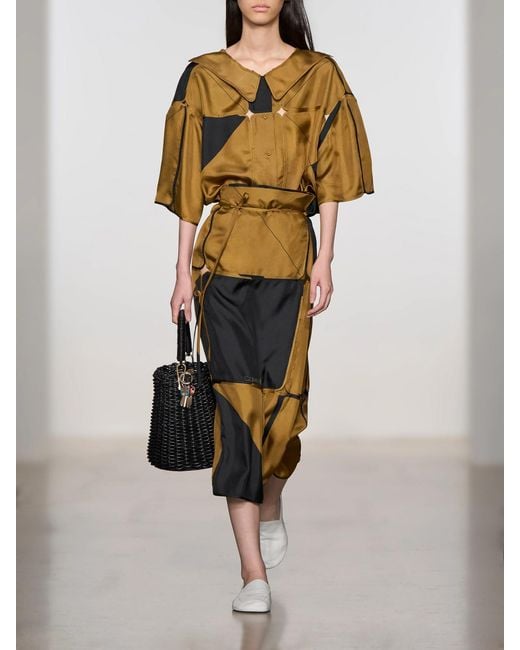 Calvin Klein Yellow Elowen Patchwork Silk-Twill Shirt